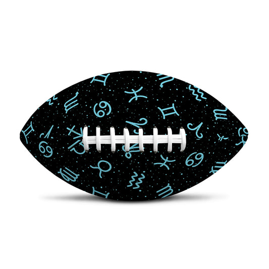 Blue Zodiac Symbols Pattern Print Rugby Ball