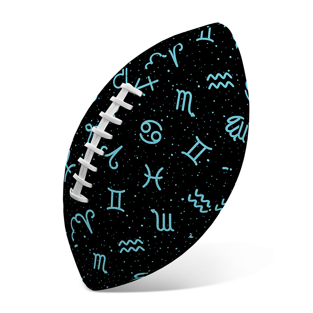 Blue Zodiac Symbols Pattern Print Rugby Ball
