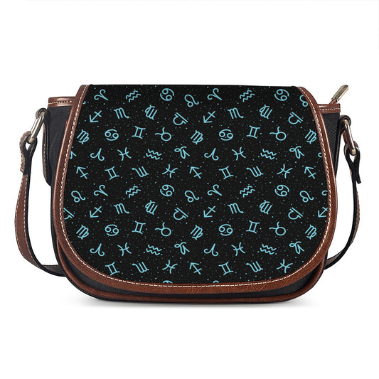 Blue Zodiac Symbols Pattern Print Saddle Bag