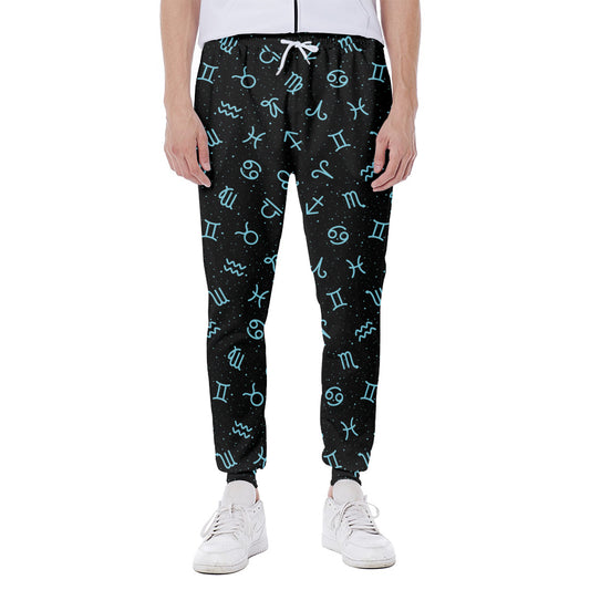 Blue Zodiac Symbols Pattern Print Scuba Joggers