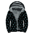 Blue Zodiac Symbols Pattern Print Sherpa Lined Zip Up Hoodie