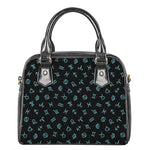 Blue Zodiac Symbols Pattern Print Shoulder Handbag