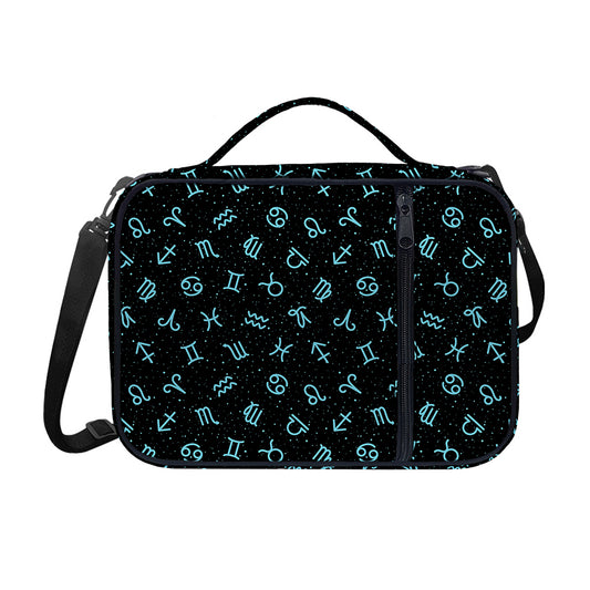 Blue Zodiac Symbols Pattern Print Shoulder Strap Bible Bag