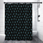 Blue Zodiac Symbols Pattern Print Shower Curtain