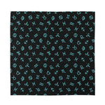 Blue Zodiac Symbols Pattern Print Silk Bandana