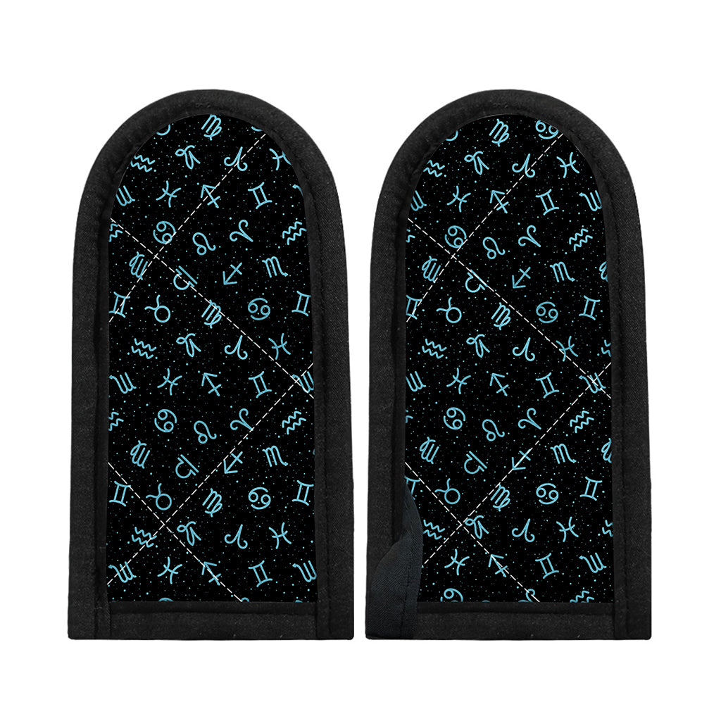 Blue Zodiac Symbols Pattern Print Skillet Handle Cover