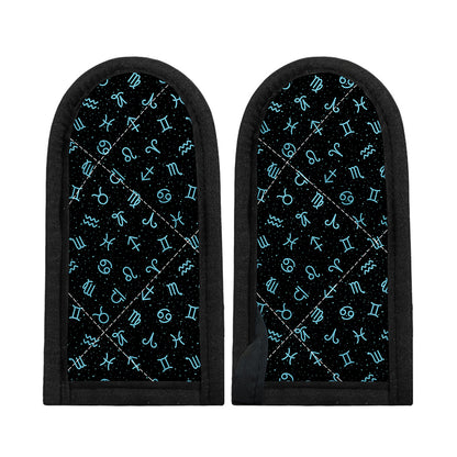 Blue Zodiac Symbols Pattern Print Skillet Handle Cover