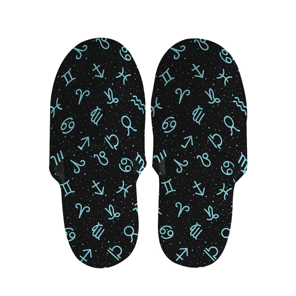 Blue Zodiac Symbols Pattern Print Slippers