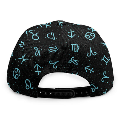 Blue Zodiac Symbols Pattern Print Snapback Cap