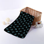 Blue Zodiac Symbols Pattern Print Towel