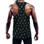 Blue Zodiac Symbols Pattern Print Training Tank Top