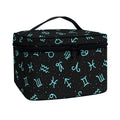 Blue Zodiac Symbols Pattern Print Travel Makeup Bag