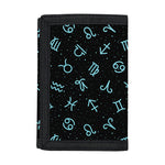 Blue Zodiac Symbols Pattern Print Trifold Wallet