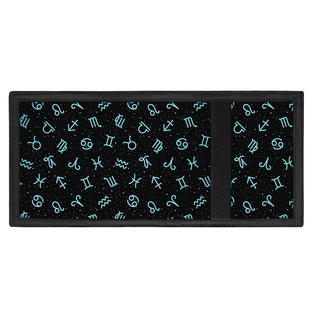 Blue Zodiac Symbols Pattern Print Trifold Wallet