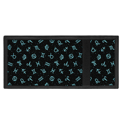 Blue Zodiac Symbols Pattern Print Trifold Wallet