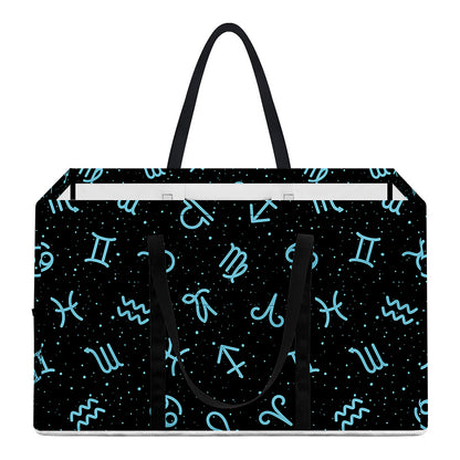 Blue Zodiac Symbols Pattern Print Utility Tote Bag