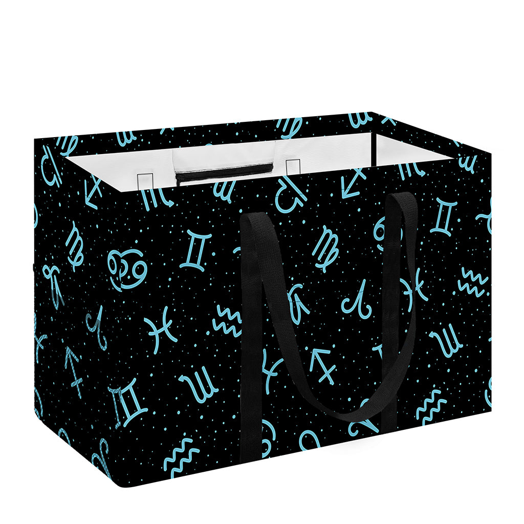 Blue Zodiac Symbols Pattern Print Utility Tote Bag