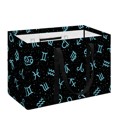 Blue Zodiac Symbols Pattern Print Utility Tote Bag