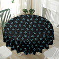 Blue Zodiac Symbols Pattern Print Waterproof Round Tablecloth