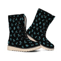 Blue Zodiac Symbols Pattern Print Winter Boots