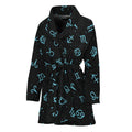 Blue Zodiac Symbols Pattern Print Women's Bathrobe