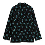 Blue Zodiac Symbols Pattern Print Women's Blazer