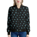Blue Zodiac Symbols Pattern Print Women's Bomber Jacket