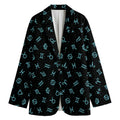 Blue Zodiac Symbols Pattern Print Women's Cotton Blazer