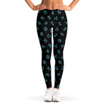 Blue Zodiac Symbols Pattern Print Women's Leggings