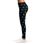 Blue Zodiac Symbols Pattern Print Women's Leggings