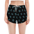 Blue Zodiac Symbols Pattern Print Women's Split Running Shorts