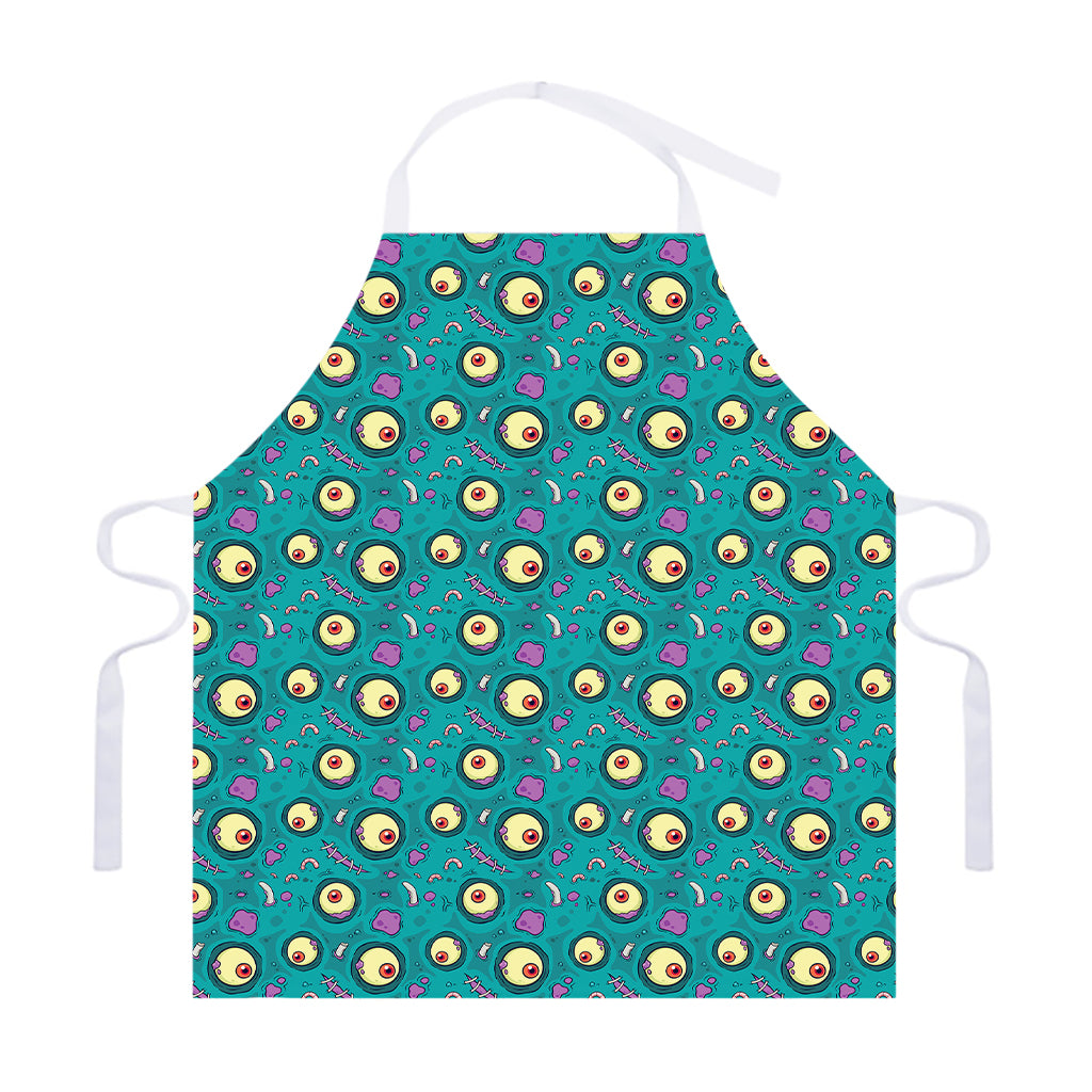 Blue Zombie Pattern Print Adjustable Apron