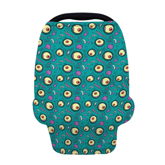 Blue Zombie Pattern Print Baby Seat Cover
