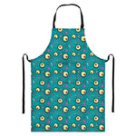 Blue Zombie Pattern Print Bib Apron With Pocket