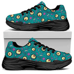 Blue Zombie Pattern Print Black Chunky Shoes
