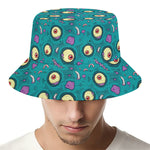 Blue Zombie Pattern Print Bucket Hat