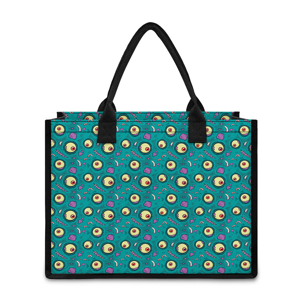 Blue Zombie Pattern Print Canvas Tote Bag