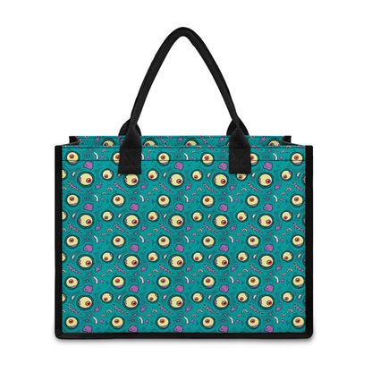 Blue Zombie Pattern Print Canvas Tote Bag