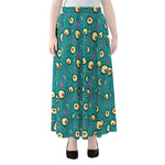 Blue Zombie Pattern Print Chiffon Maxi Skirt