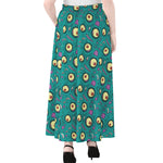 Blue Zombie Pattern Print Chiffon Maxi Skirt