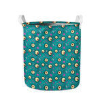 Blue Zombie Pattern Print Collapsible Laundry Basket