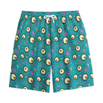 Blue Zombie Pattern Print Cotton Shorts