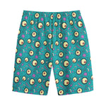 Blue Zombie Pattern Print Cotton Shorts