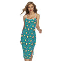 Blue Zombie Pattern Print Cross Back Cami Dress