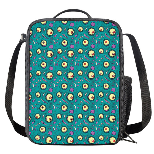 Blue Zombie Pattern Print Crossbody Lunch Bag