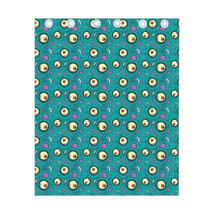 Blue Zombie Pattern Print Curtain