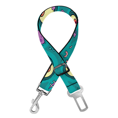 Blue Zombie Pattern Print Dog Seat Belt