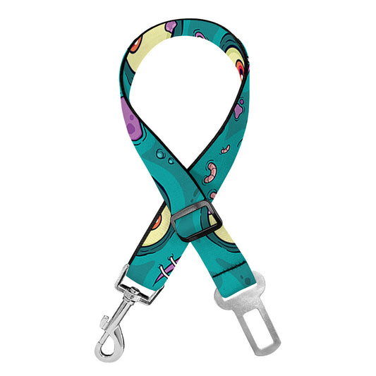 Blue Zombie Pattern Print Dog Seat Belt