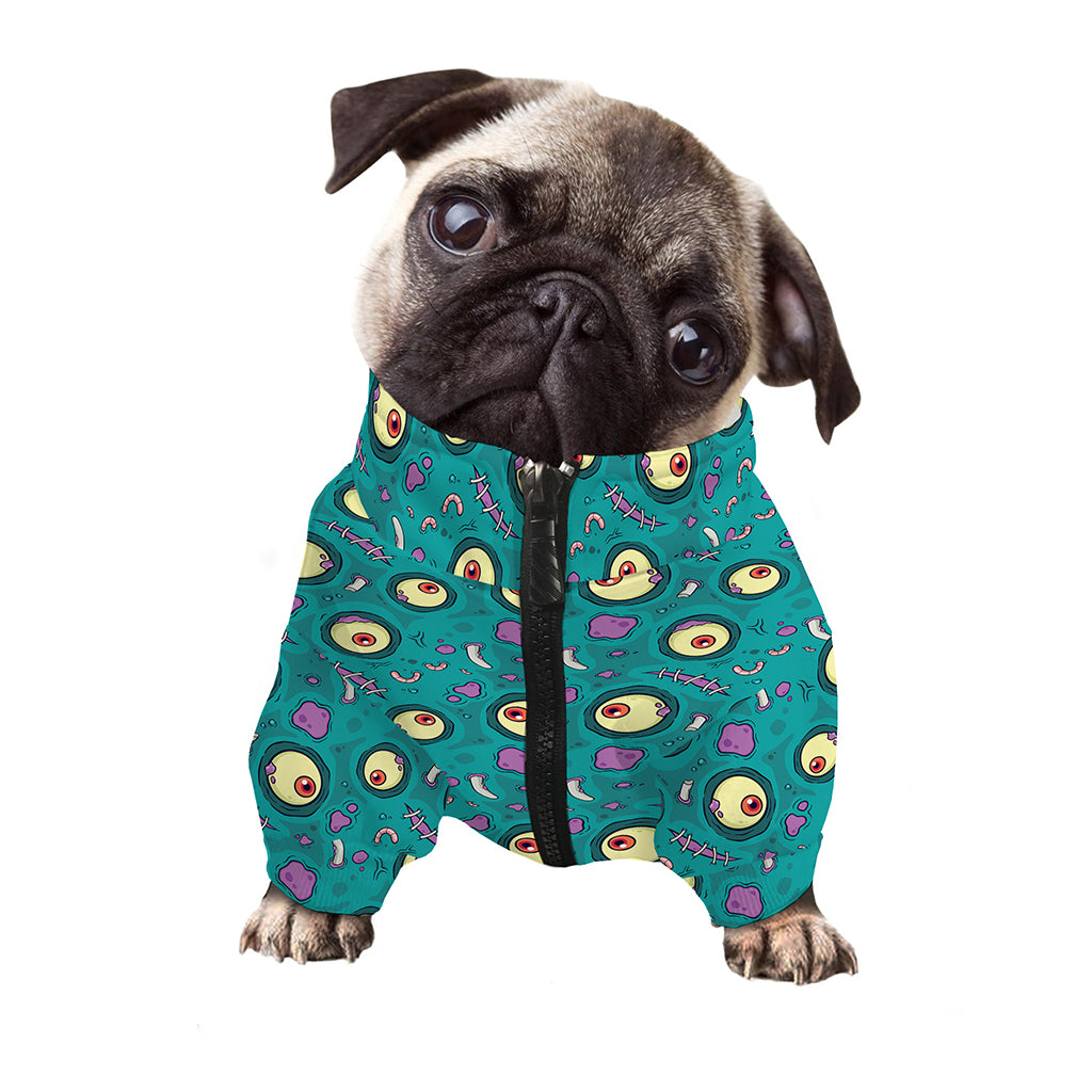 Blue Zombie Pattern Print Dog Zip Up Jacket