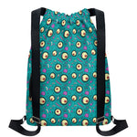 Blue Zombie Pattern Print Drawstring Backpack